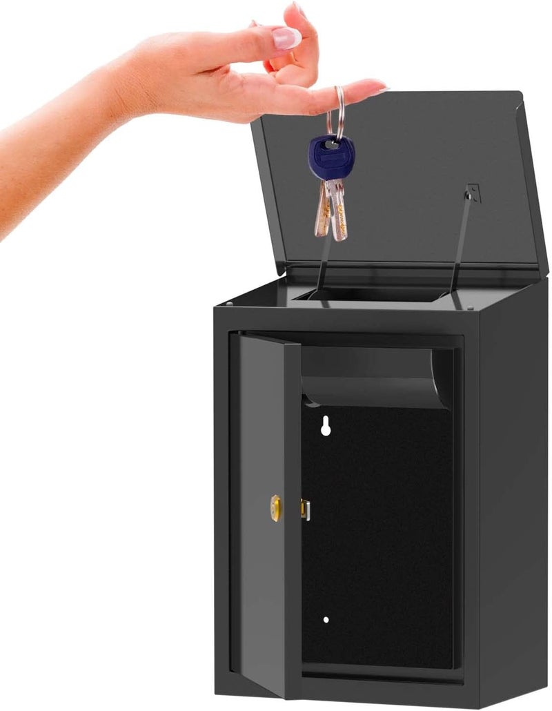 WeHere Key Drop Box for Outside Wall Mount, Key Return Box for Automotive, Anti-Thief & Waterproof Design for Outdoor, Heavy-Duty Secure Storage Box for Hotel,Car Rental, Large Capacity 6x10x14 Inch - Image 1